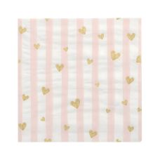 Serwetki papierowe 3-warstwowe Golden Hearts 1/4 składane 33 x 33 cm, 30 sztuk