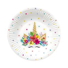 Talerze papierowe okrągłe Unicorn Party 18 cm 8 sztuk