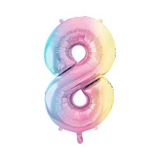 Balon Foliowy Cyfra 8 Pastelowy Tęczowy 86cm