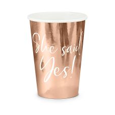 Kubeczki Papierowe She Said Yes! Różowe Złoto 220ml (6 sztuk)