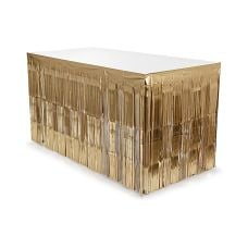 Skirting Foliowy Satynowy z Frędzlami Elegancki Złoty 300x80cm