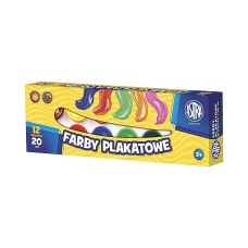 Farby Plakatowe ASTRA Zestaw 12 Kolorów 20ml Szkolne