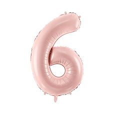 Balon Foliowy Cyfra 6 Jasnoróżowy 72cm