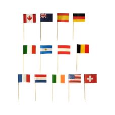 Wykałaczki bankietowe papierowe z flagami Nations długość 8 cm opakowanie 500 sztuk