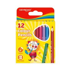 Kredki ołówkowe KEYROAD Mini trójkątne, mix kolorów, 12 sztuk
