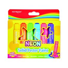 Farby plakatowe w sztyfcie Keyroad neonowe 6 sztuk w pudełku mix kolorów