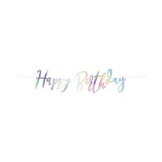Baner Happy Birthday opalizujący papierowy 16,5x62cm