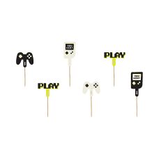 Dekoracje do Muffinek Gamer, mix wzorów, 6-10.5 cm, zestaw 6 sztuk