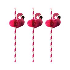 Słomki papierowe Flamingo różowe 6 mm x 200 mm opakowanie 50 sztuk