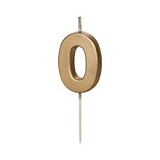 Świeczka Urodzinowa Cyferka 0 Złota 4.5 cm