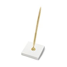 Stojaczek z Długopisem Złotym Perłowy Jasnokremowy 8 x 8 x 16,5 cm