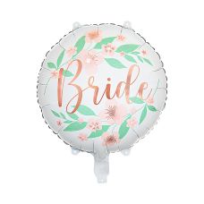 Balon Foliowy Bride To Be Kwiaty 45cm Biały Różowe Złoto