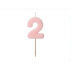 Świeczka Urodzinowa Cyfra 2 Jasnoróżowa 5.5 cm