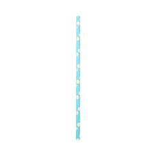 Słomki papierowe w kropki niebieskie 19,5 cm, 12 sztuk