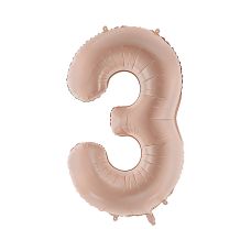 Balon Foliowy Cyfra Trzy Ciemny Beż Matowy 72cm