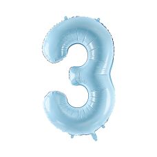Balon Foliowy Cyfra 3 Jasnoniebieski 86cm