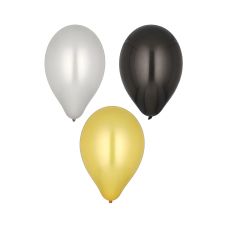 Balony lateksowe mix złoty czarny srebrny 25 cm 6 sztuk do eventów
