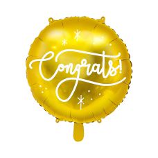 Balon Foliowy Congrats! Złoty z Nadrukiem, 45cm