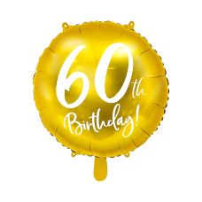 Balon Foliowy Okrągły 60th Birthday Złoty 45 cm