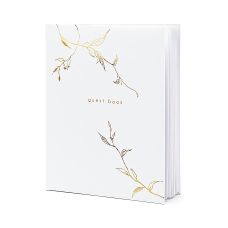 Księga Gości Biała ze Złotym Wzorem Guest book 20x24,5 cm 22 Kartki