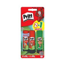 Klej w sztyfcie PRITT, dwupak 2x22g plus 1x20g neon mix kolorów blister 3 sztuki