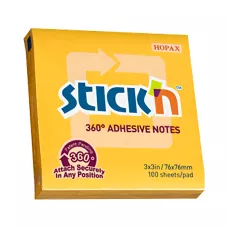 Notes Samoprzylepny 360 Stopni Ciemny Żółty 76x76 mm 100 Karteczek