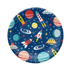 Talerz papierowy okrągły z wzorem Space średnica 23 cm elegancki design 8 sztuk