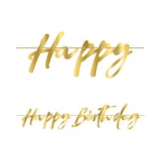 Baner urodzinowy złoty happy birthday 1 szt.