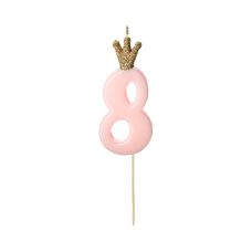 Świeczka Urodzinowa Cyferka 8 Jasny Różowy 9.5cm
