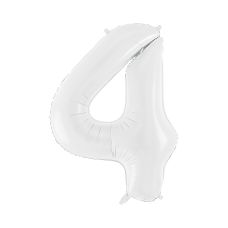 Balon Foliowy Cyfra 4 Matowy Biały 86 cm