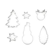 Wykrawacze do ciastek Merry Christmas, zestaw 6 sztuk, srebrne