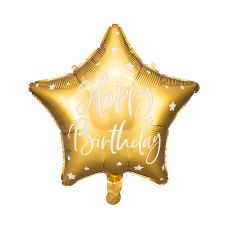 Balon Foliowy Gwiazdka Happy Birthday Złoty 40cm