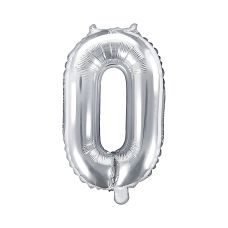 Balon Foliowy Cyfra 0 Srebrny 35cm Do Powietrza