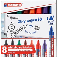 Marker do tablic suchościeralnych e-360 Edding 1,5-3 mm 8 sztuk mix kolorów