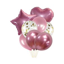 Zestaw balonów dekoracyjnych PARTY GO różowe, różne kształty, 45 cm, 8 sztuk
