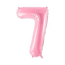 Balon Foliowy Cyfra 7 Różowy Pastelowy 86cm