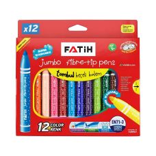Flamastry filcowe zmywalne Fatih Jumbo Fibre Tip 12 kolorów