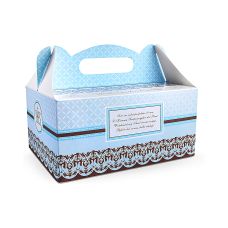 Pudełka na Ciasto Komunijne Ozdobne Papierowe Niebieski Nadruk 19x14x9 cm 10 sztuk