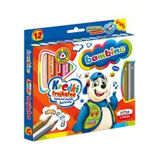 Kredki trójkątne drewniane do szkoły BAMBINO 12 kolorów z temperówką