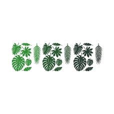 Dekoracje Papierowe Liście Tropikalne Aloha Mix Zielony 21 sztuk