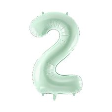 Balon Foliowy Cyfra 2 Zielony Pastelowy 72cm do Powietrza i Helu
