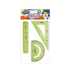 Zestaw geometryczny flexi szkolny 3 elementy 15 cm - przybory do wyprawki ucznia