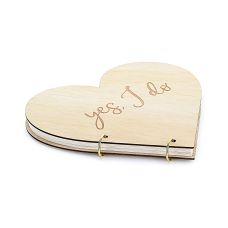 Drewniana Księga Gości Serce 26.5x25 cm z Napisem "Yes, I do"
