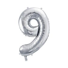 Balon foliowy Cyfra "9" 72cm srebrny