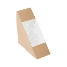Opakowanie tekturowe z papierowym okienkiem na kanapki 12,4 x 12,4 x 5,5 cm 50 sztuk