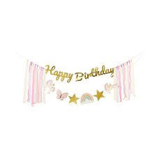 Baner Happy Birthday Jednorożec Papierowy Mix Kolorów 230x17.5 cm
