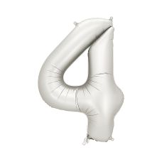 Balon Foliowy Cyfra 4 Srebrny 86cm do Powietrza i Helu
