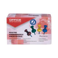 Pinezki biurowe beczułki OFFICE PRODUCTS mix kolorów 50 sztuk do tablic i korkowych powierzchni