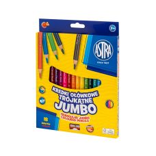 Kredki ołówkowe trójkątne Jumbo 18 kolorów z temperówką w zestawie