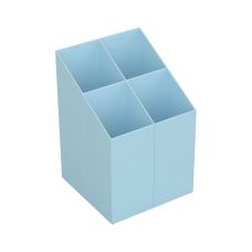 Przybornik na biurko ICO kwadratowy plastikowy 4 komory pastelowy niebieski